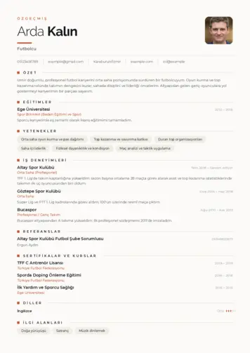 Sporcu CV Örnekleri cv indir